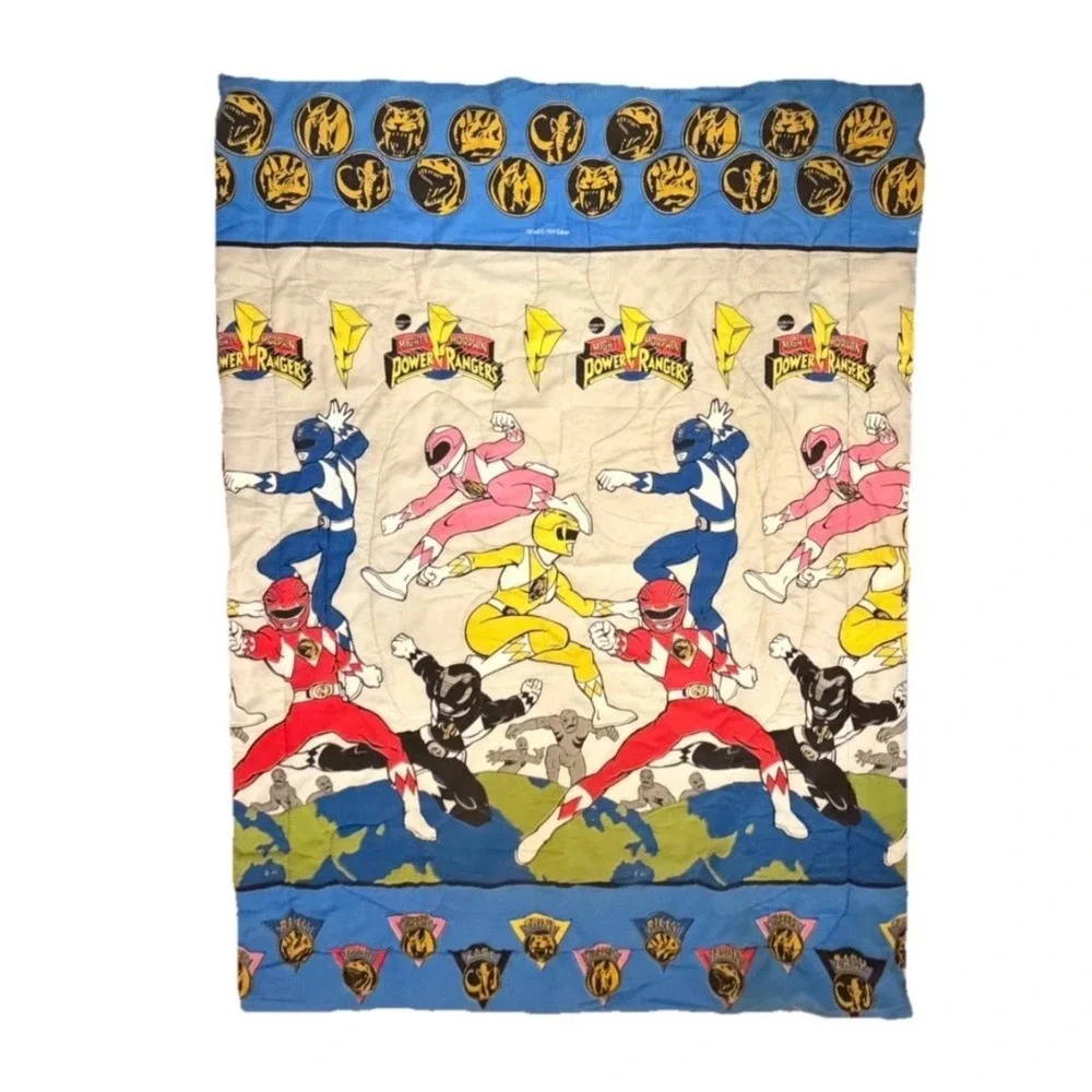 Vintage 1994 Mighty Morphin Power Rangers Twin Comforter Saban Retro Bedding